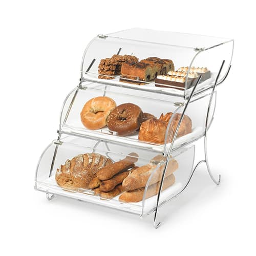 Rosseto 3 Tier Countertop Bakery Display Case - Wire Stand, 19x15x22" Acrylic, Clear (BAK2944)