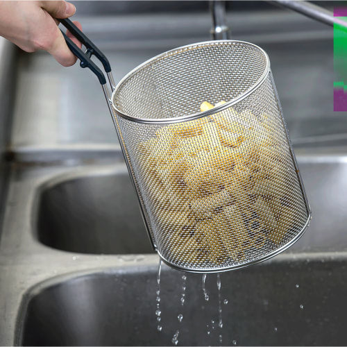 Tablecraft 985 5 1/4" Round Pasta Basket - Stainless Steel