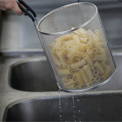 Tablecraft 986 6 1/2" Round Pasta Basket - Stainless Steel