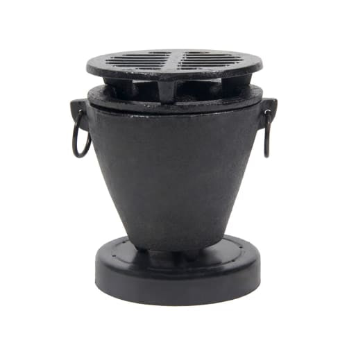 Town 3 3/4 x 4 3/4"Hibachi Stove Set, Cast Aluminum Body, Cast Iron Grill, Black (51355)