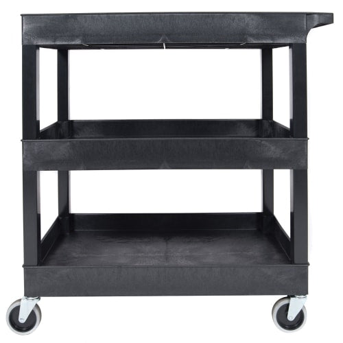 Luxor 3 Level Polymer Utility Cart w/ 400 lb Capacity, Raised Ledges (EC111-B)