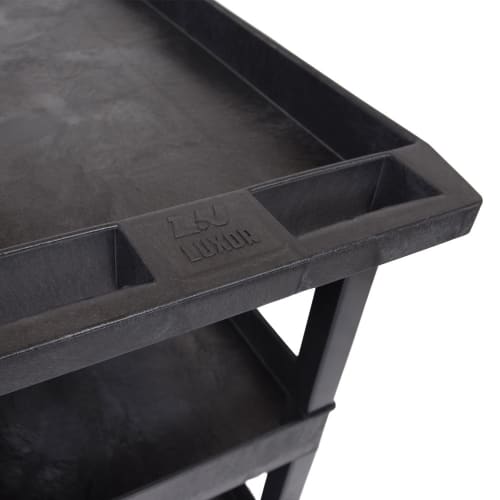 Luxor 3 Level Polymer Utility Cart w/ 400 lb Capacity, Raised Ledges (EC111-B)