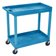 Luxor 2-Level Polymer Utility Cart w/ 400-lb Capacity, Raised Ledges (EC11-BU)