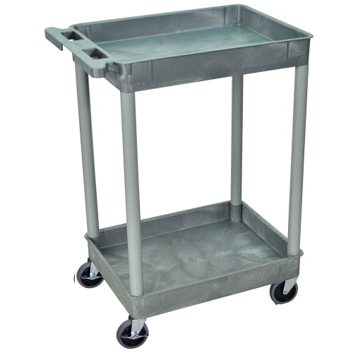 Luxor 2-Level Polymer Utility Cart w/ 300-lb Capacity, Raised Ledges (STC11-G)