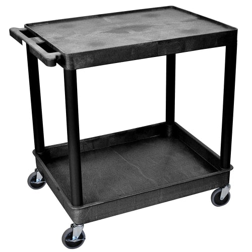 Luxor 2 Level Polymer Utility Cart w/ 400 lb Capacity, Raised Ledges (TC21-B)