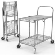Luxor 2 Level Steel Utility Cart w/ 200 lb Capacity - Flat Ledges, Wire (WSCC-2)