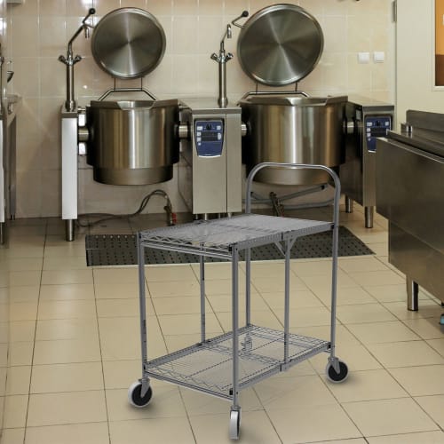 Luxor 2 Level Steel Utility Cart w/ 200 lb Capacity - Flat Ledges, Wire (WSCC-2)