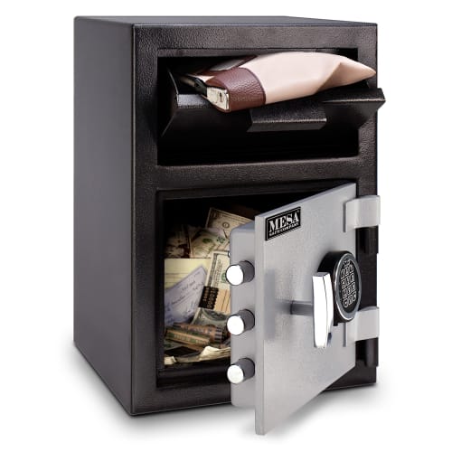 Mesa MFL2014E BLKGR .8 cu ft 1 Compartment Drop Safe w/ Electronic Lock