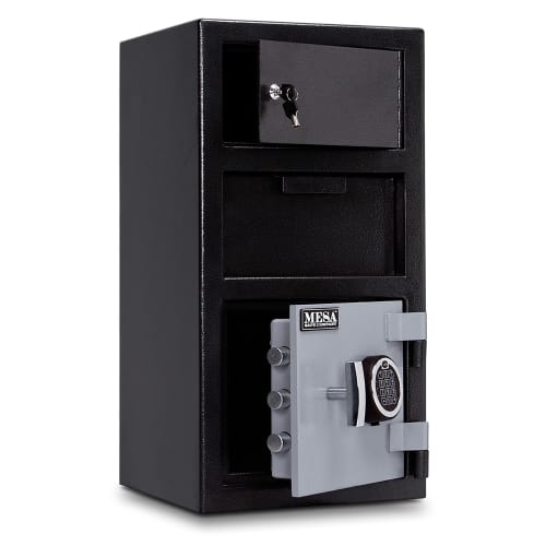 Mesa MFL2014E-OLK BLKGR 1 1/2 cu ft 2 Compartment Drop Safe w/ Electronic Lock
