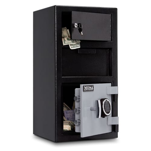 Mesa MFL2014E-OLK BLKGR 1 1/2 cu ft 2 Compartment Drop Safe w/ Electronic Lock