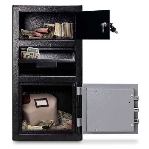 Mesa MFL2014E-OLK BLKGR 1 1/2 cu ft 2 Compartment Drop Safe w/ Electronic Lock