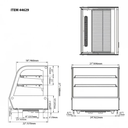 Omcan 27 2/5" Countertop Refrigerated Display Case - (3) Levels (44629)