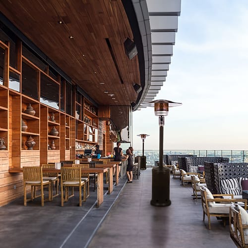 Omcan 87" Portable Patio Heater - 45,000 BTU, Stainless Steel, Liquid Propane/Butane (46799)