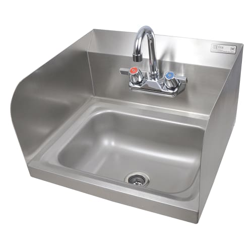 John Boos PBHS-W-1410-P-SSLR Wall Mount Commercial Hand Sink w/ 14"L x 10"W x 5"D Bowl, Side Splashes