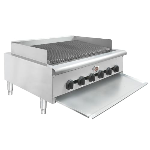 Wells HDCB-3630G-QS 36" Countertop Gas Charbroiler w/ Cast Iron Grates - 120,000 BTU, Convertible