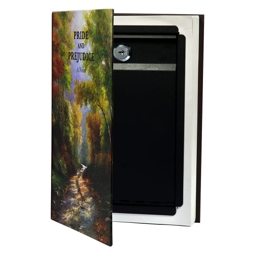 Barska Hidden Book Lock Box w/ Key Lock - 10 1/2"W x 7 1/2"H x 1 3/4"D, Steel (AX11682)