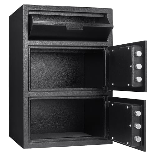 Barska Locker Depository Safe w/ Keypad Lock - (2) Compartments, Steel, Black (AX13312)