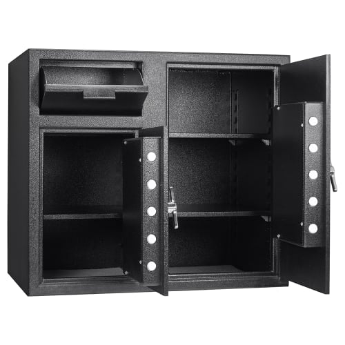 Barska Locker Depository Safe w/ Keypad Lock - (2) Compartments, Steel, Black (AX13316)