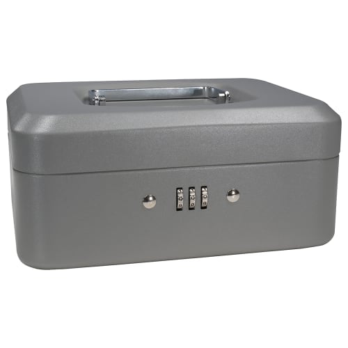 Barska Cash Box w/ Combination Lock - (3) Compartment Tray, Steel, Gray (CB11784)