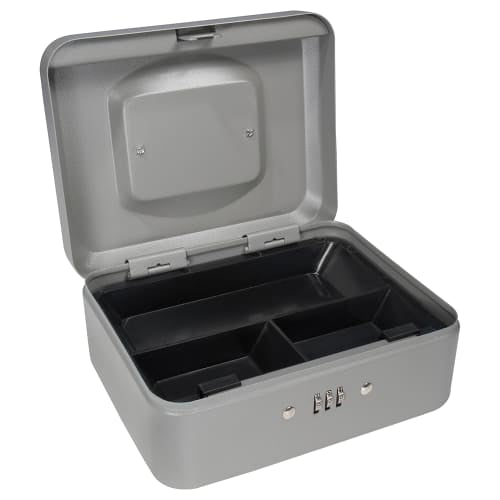 Barska Cash Box w/ Combination Lock - (3) Compartment Tray, Steel, Gray (CB11784)