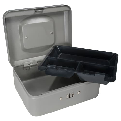 Barska Cash Box w/ Combination Lock - (3) Compartment Tray, Steel, Gray (CB11784)