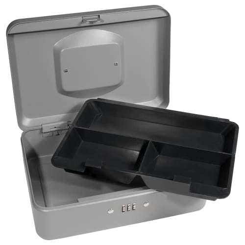 Barska Cash Box w/ Combination Lock - (3) Compartment Tray, Steel, Gray (CB11786)