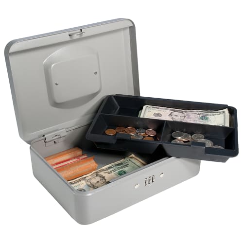 Barska Cash Box w/ Combination Lock - (3) Compartment Tray, Steel, Gray (CB11786)