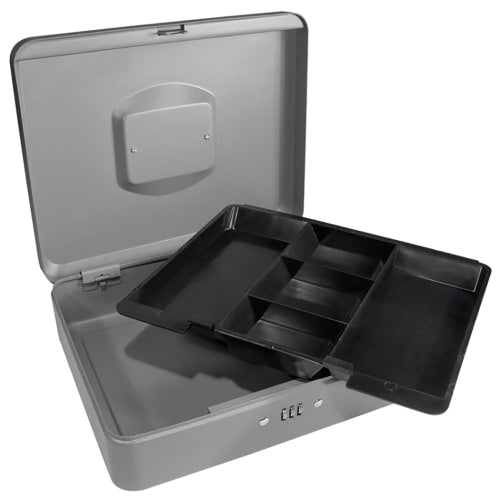 Barska Cash Box w/ Combination Lock - (5) Compartment Tray, Steel, Gray (CB11788)