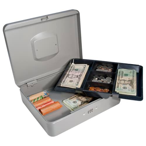 Barska Cash Box w/ Combination Lock - (5) Compartment Tray, Steel, Gray (CB11788)