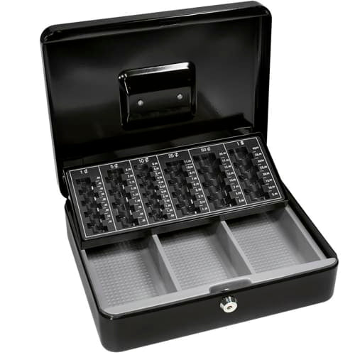 Barska Cash Box w/ Key Lock - (3) Compartment Tray, Steel, Black (CB11790)