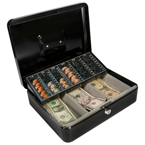 Barska Cash Box w/ Key Lock - (3) Compartment Tray, Steel, Black (CB11790)