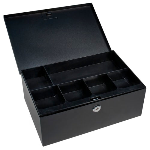 Barska Cash Box w/ Key Lock - (6) Compartment Tray, Steel, Black (CB11792)