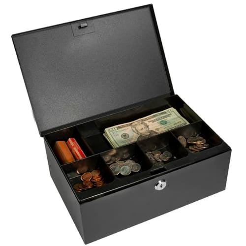 Barska Cash Box w/ Key Lock - (6) Compartment Tray, Steel, Black (CB11792)