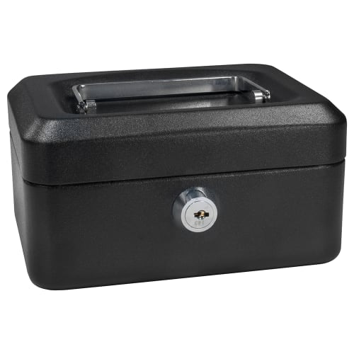 Barska Cash Box w/ Key Lock - (3) Compartment Tray, Steel, Black (CB11828)