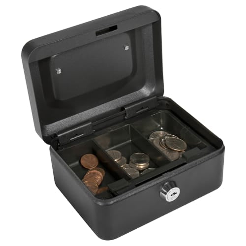 Barska Cash Box w/ Key Lock - (3) Compartment Tray, Steel, Black (CB11828)