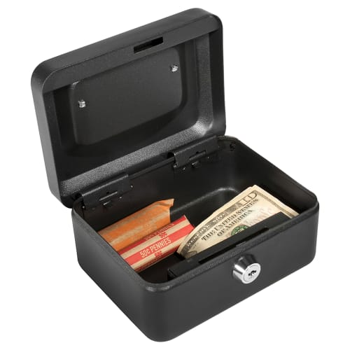 Barska Cash Box w/ Key Lock - (3) Compartment Tray, Steel, Black (CB11828)