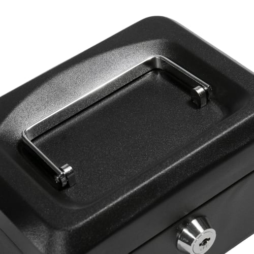 Barska Cash Box w/ Key Lock - (3) Compartment Tray, Steel, Black (CB11828)