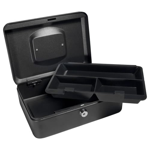 Barska Cash Box w/ Key Lock - (3) Compartment Tray, Steel, Black (CB11830)