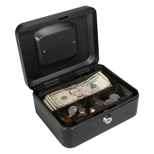 Barska Cash Box w/ Key Lock - (3) Compartment Tray, Steel, Black (CB11830)
