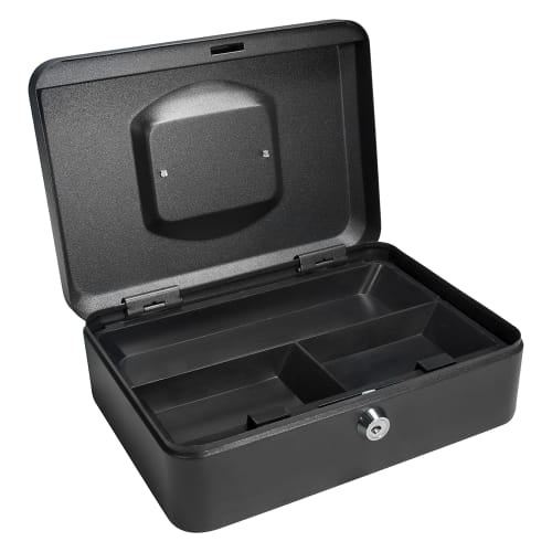 Barska Cash Box w/ Key Lock - (3) Compartment Tray, Steel, Black (CB11832)