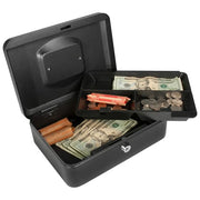 Barska Cash Box w/ Key Lock - (3) Compartment Tray, Steel, Black (CB11832)
