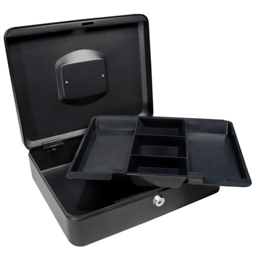 Barska Cash Box w/ Key Lock - (5) Compartment Tray, Steel, Black (CB11834)