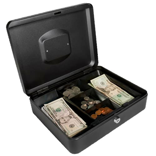 Barska Cash Box w/ Key Lock - (5) Compartment Tray, Steel, Black (CB11834)