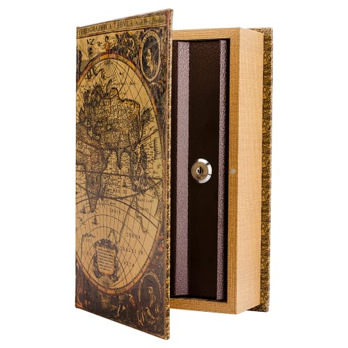 Barska Antique Map Lock Box w/ Key Lock - 7"W x 10 3/4"H, Steel (CB12480)