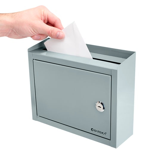 Barska Multi Purpose Drop Box w/ Key Lock - 9 3/4"W x 3"D x 7 3/4"H, Steel, Gray (CB12710)