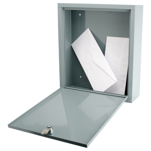 Barska Multi Purpose Drop Box w/ Key Lock - 11 1/2"W x 3 1/2"D x 13"H, Steel, Gray (CB12712)