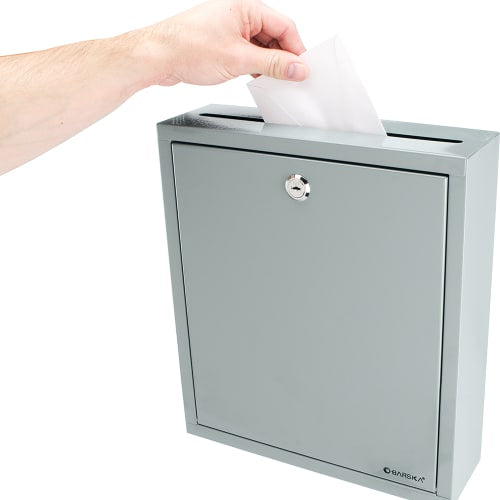 Barska Multi Purpose Drop Box w/ Key Lock - 11 1/2"W x 3 1/2"D x 13"H, Steel, Gray (CB12712)