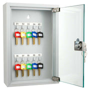 Barska 10 Key Cabinet w/ Key Lock - Glass Door, Steel, Gray (CB12986)