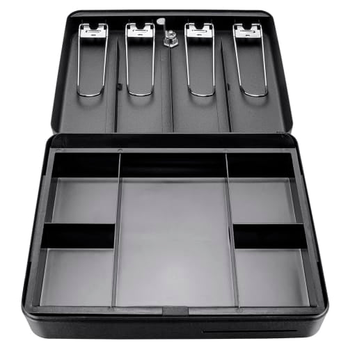 Barska Cash Box w/ Key Lock - (5) Compartment Tray, Steel, Black (CB13052)