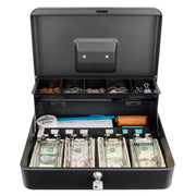 Barska Cash Box w/ Key Lock - (5) Compartment Tray, Steel, Black (CB13054)